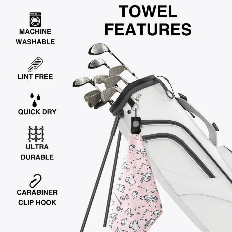 Playing It Forward Magnetic Golf Towels for Golf Bags with Clip & Ultra Strong Magnet - Waffle Weave Microfiber Towel for Secure Hold on Bags & Carts - Ideal Club Cleaner & Accessories - Doodle Sketch - Image 3